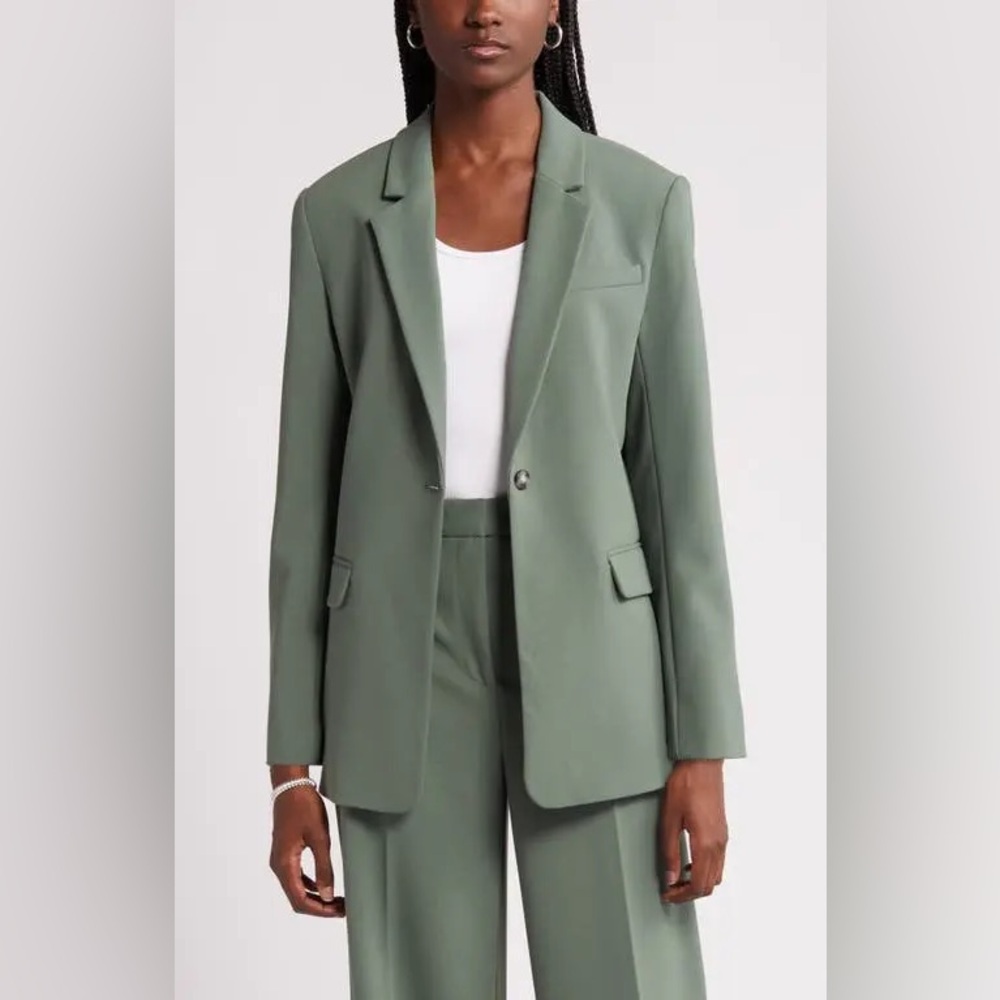 Nordstrom Sage Green Single-Button Relaxed Fit Blazer XXL